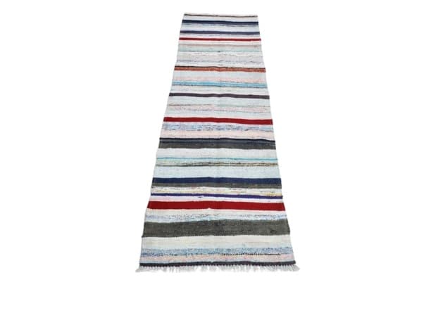 Chodnik 235x71 cm, biały, wełna, lata 70. - WYMIARY