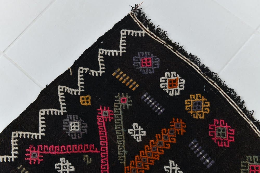 Chodnik 245x54 cm, czerwony, różowy, wełna, lata 70. - 213554