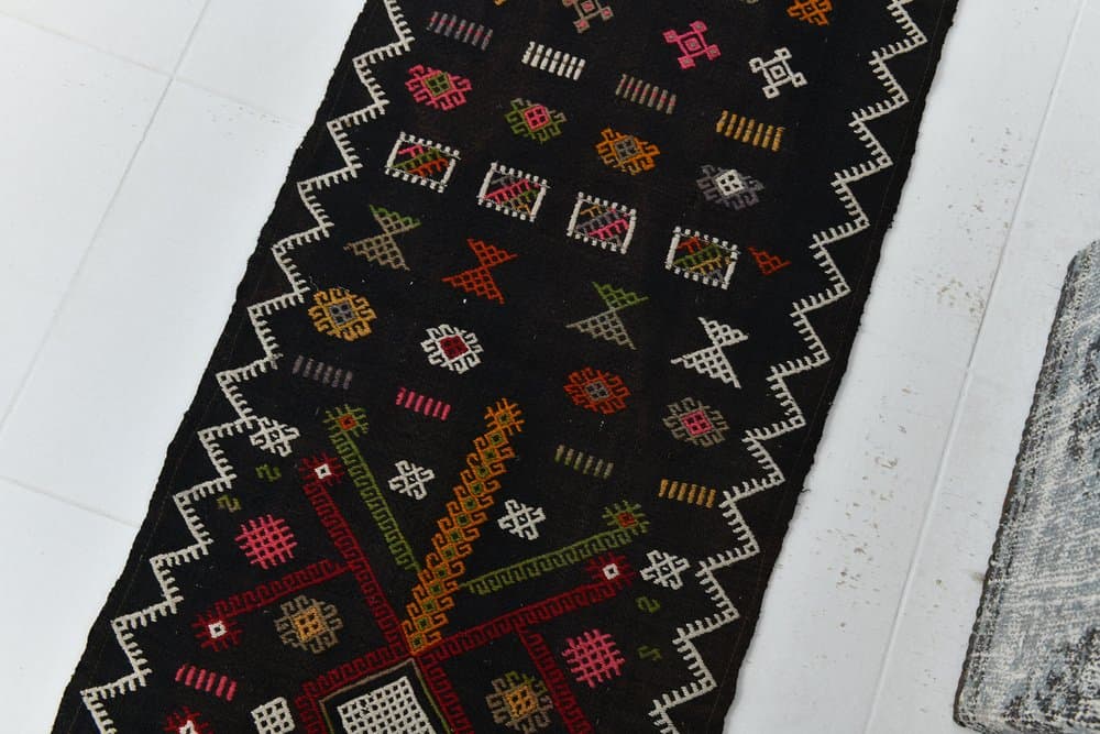 Chodnik 245x54 cm, czerwony, różowy, wełna, lata 70. - 213558