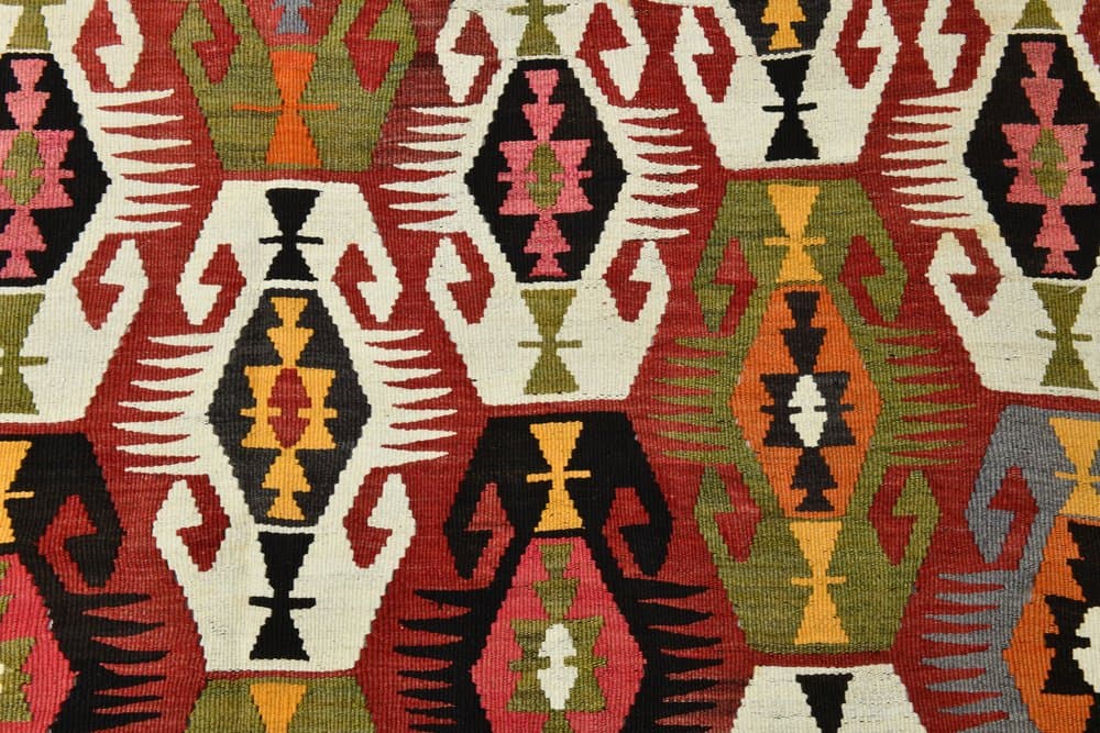 Rug 196x329 cm, red, green, wool, 1970s - 213515