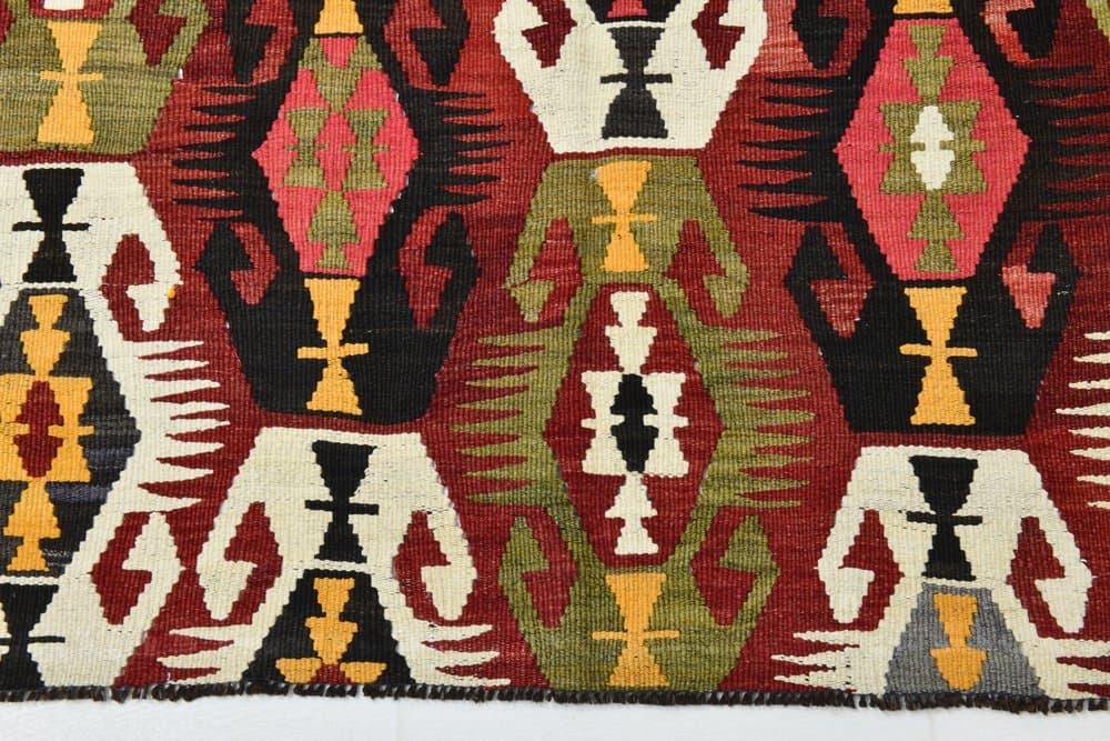 Rug 196x329 cm, red, green, wool, 1970s - 213522