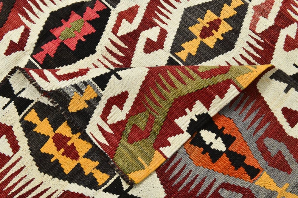 Rug 196x329 cm, red, green, wool, 1970s - 213514