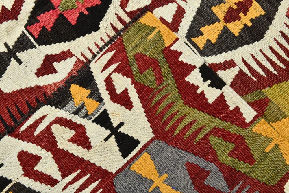 Rug 196x329 cm, red, green, wool, 1970s - 213524
