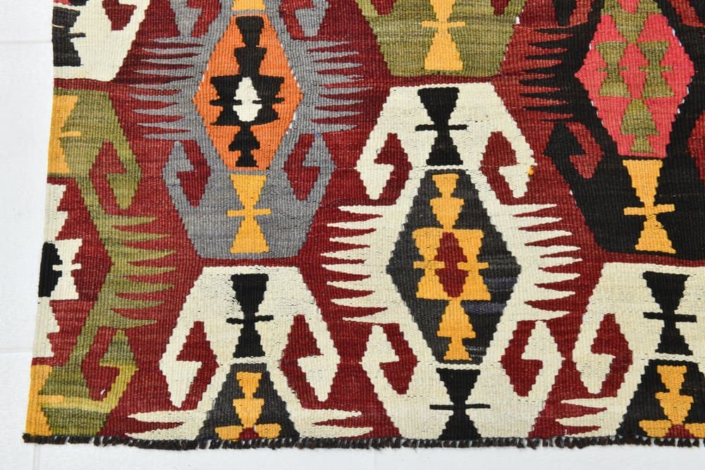 Rug 196x329 cm, red, green, wool, 1970s - 213521
