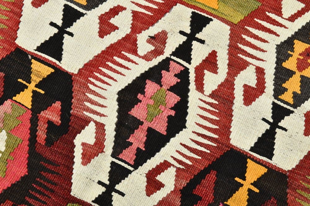 Rug 196x329 cm, red, green, wool, 1970s - 213520