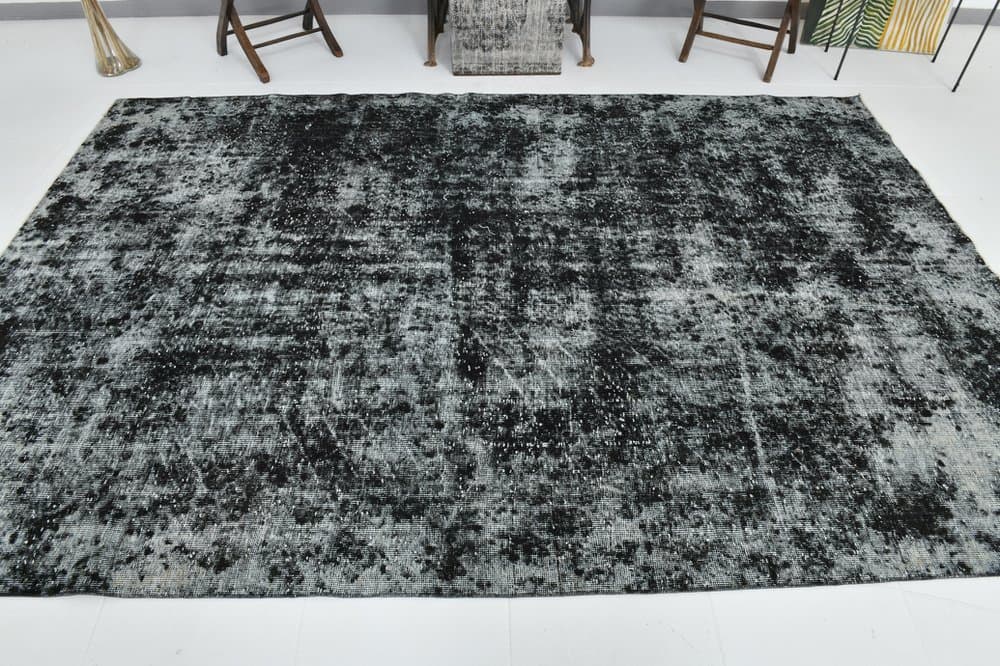 Rug 205x308 cm, black, grey, wool, 1960s - 213504