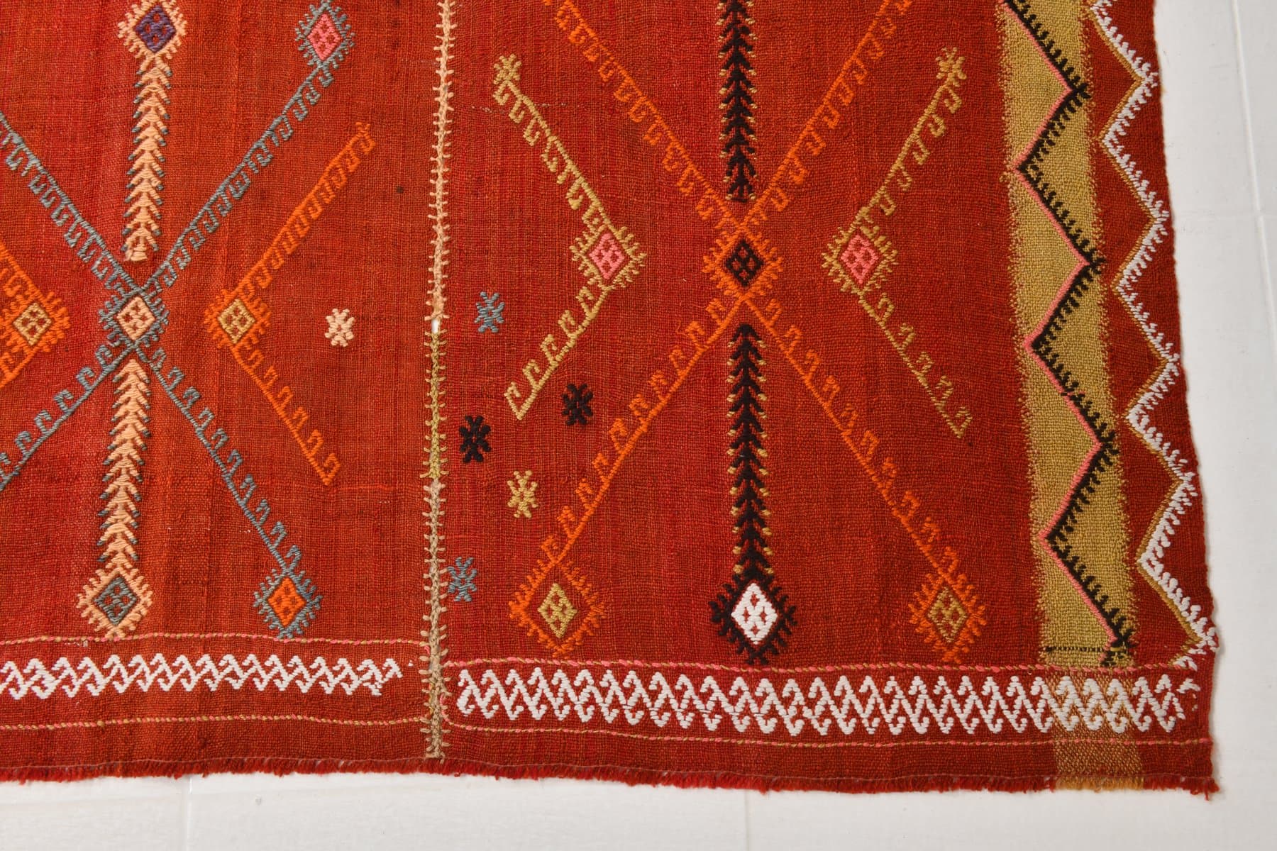 Rug 158x340 cm, Red, Wool, 1970s - 213489