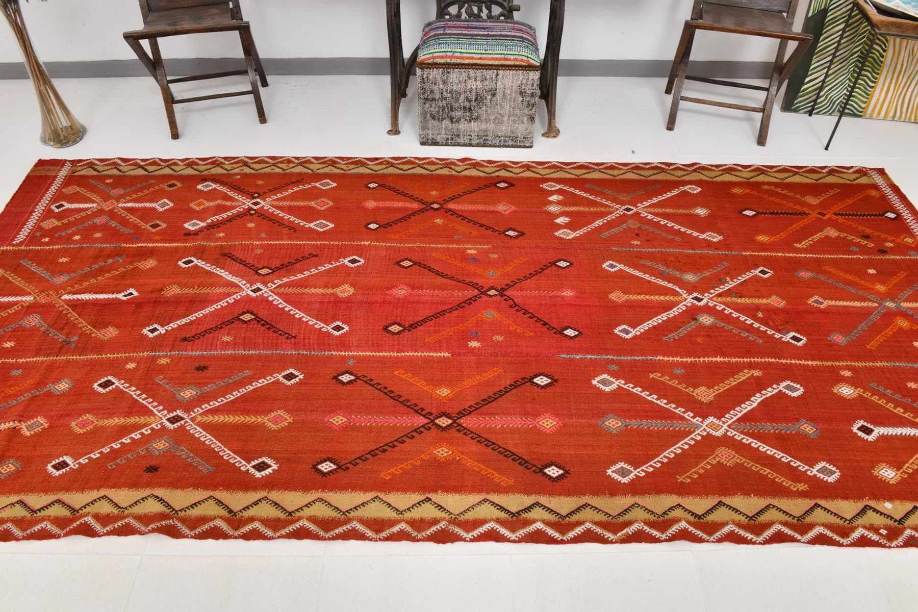 Rug 158x340 cm, Red, Wool, 1970s - 213492