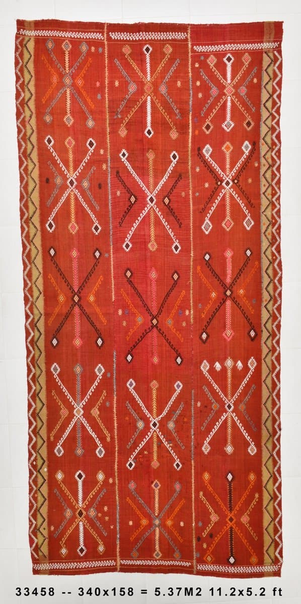 Rug 158x340 cm, Red, Wool, 1970s - 213487
