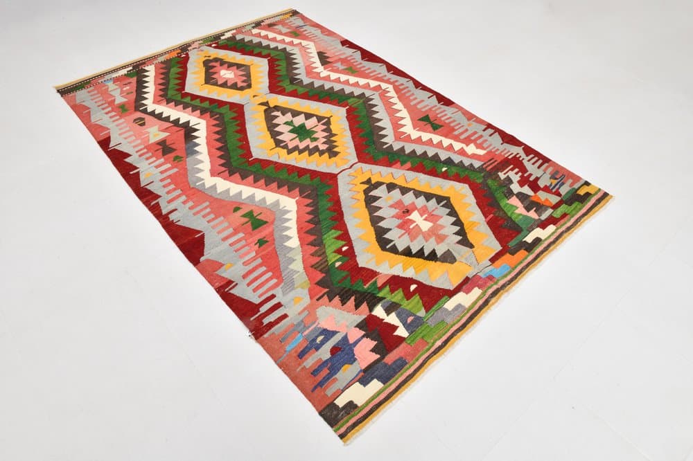 Kilim 232x155 cm, beżowy, wełna, Turcja, lata 60. - 213456