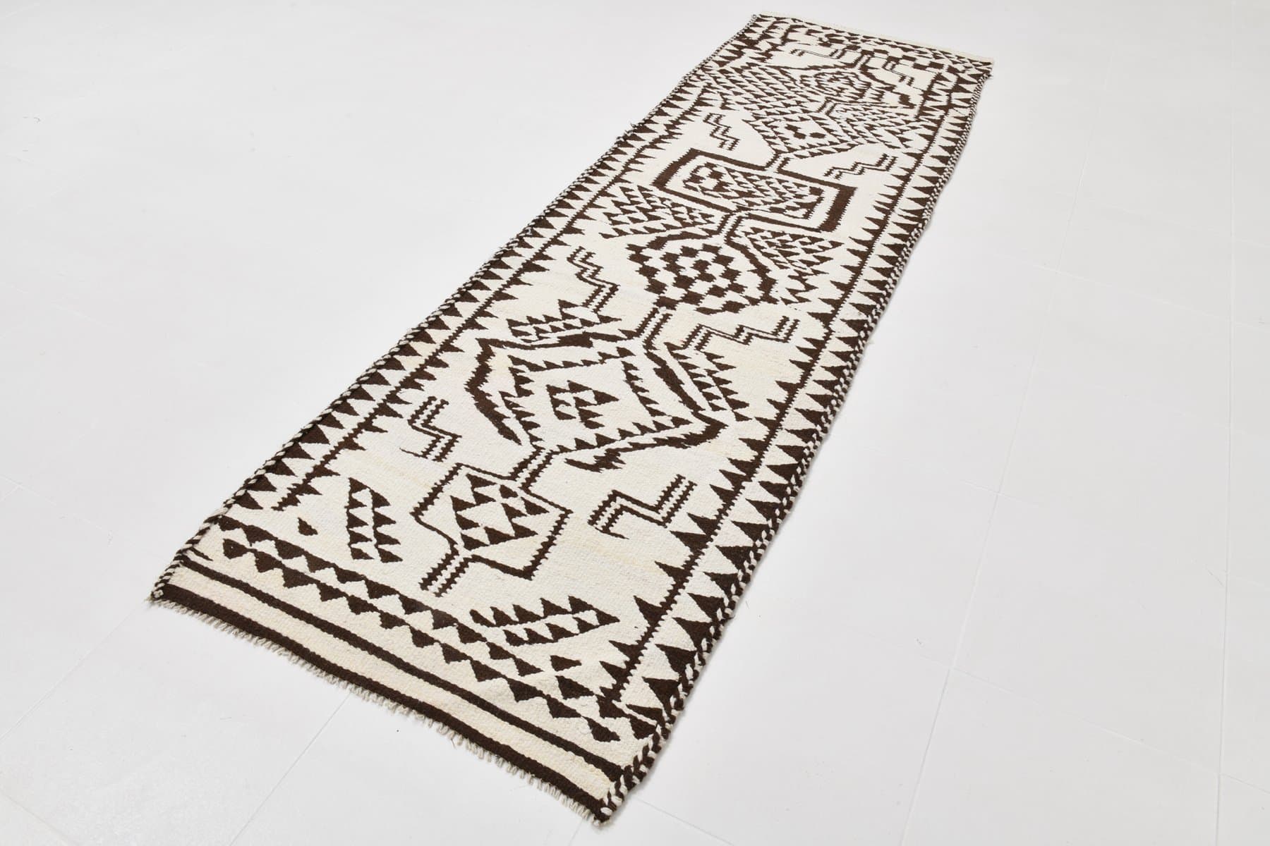 Kilim Runner 292x88 cm, beige, wool, 1970s - 213409