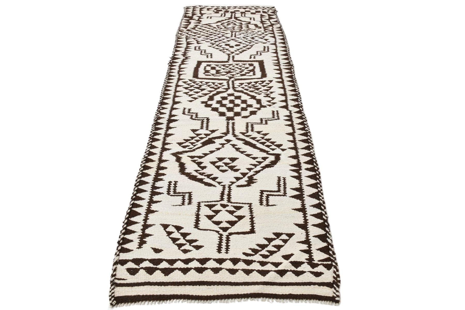 Kilim Runner 292x88 cm, beige, wool, 1970s