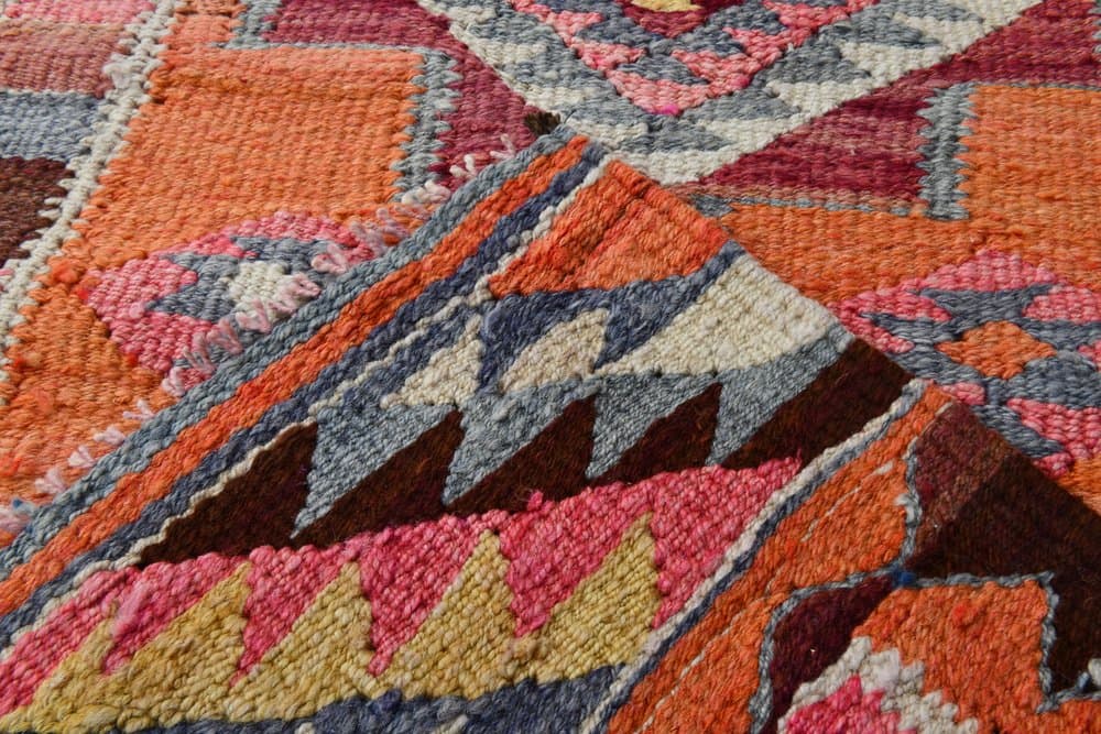 Runner Kilim Rug 303x82 cm, pink, beige, wool, Turkey, 1970s - 213566