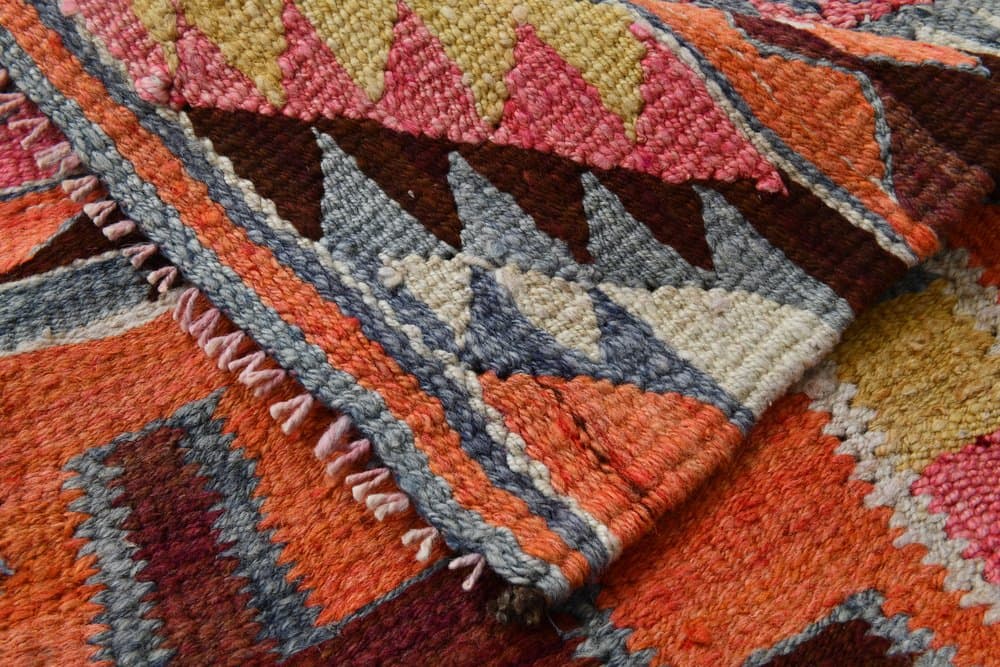 Runner Kilim Rug 303x82 cm, pink, beige, wool, Turkey, 1970s - 213576