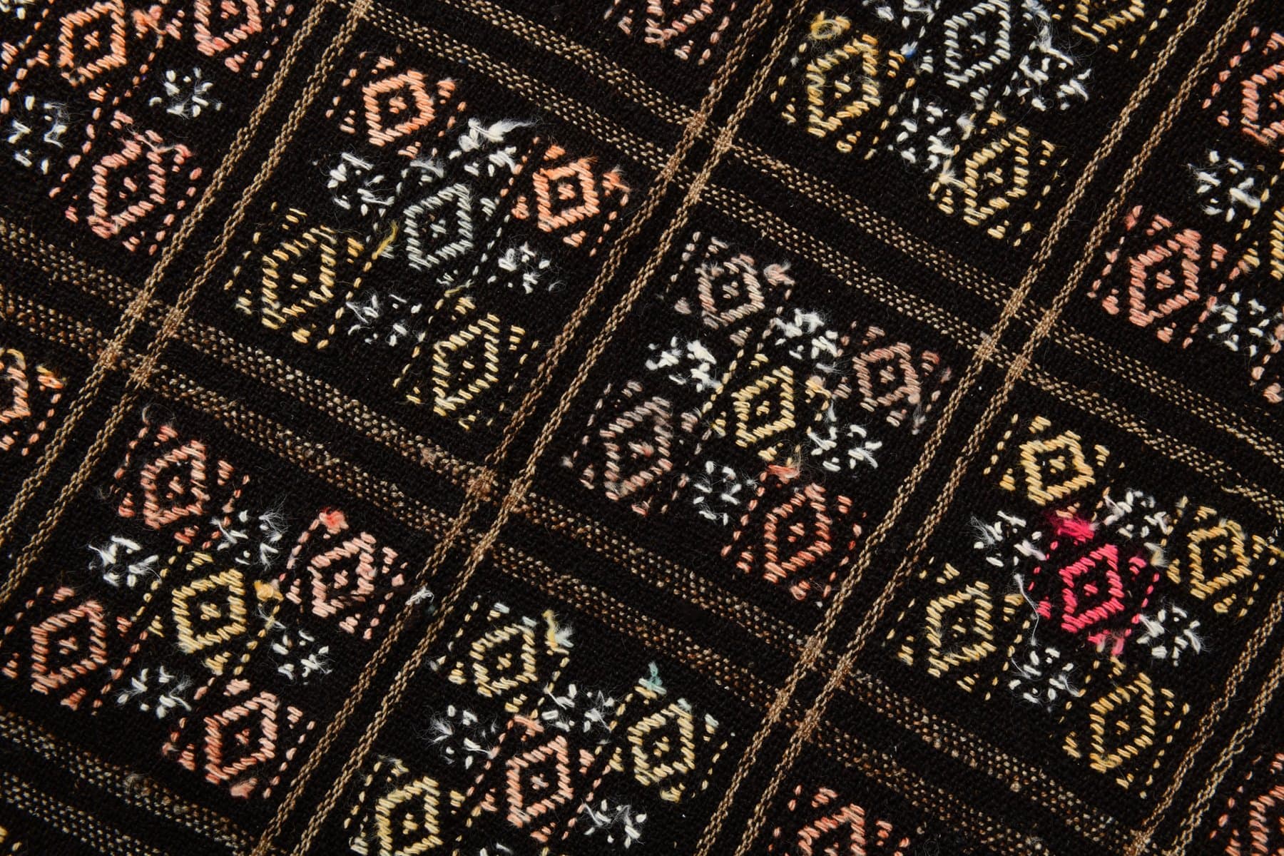 Kilim 151x267 cm, czarny, czerwony, wełna, Turcja, lata 60. - 214117