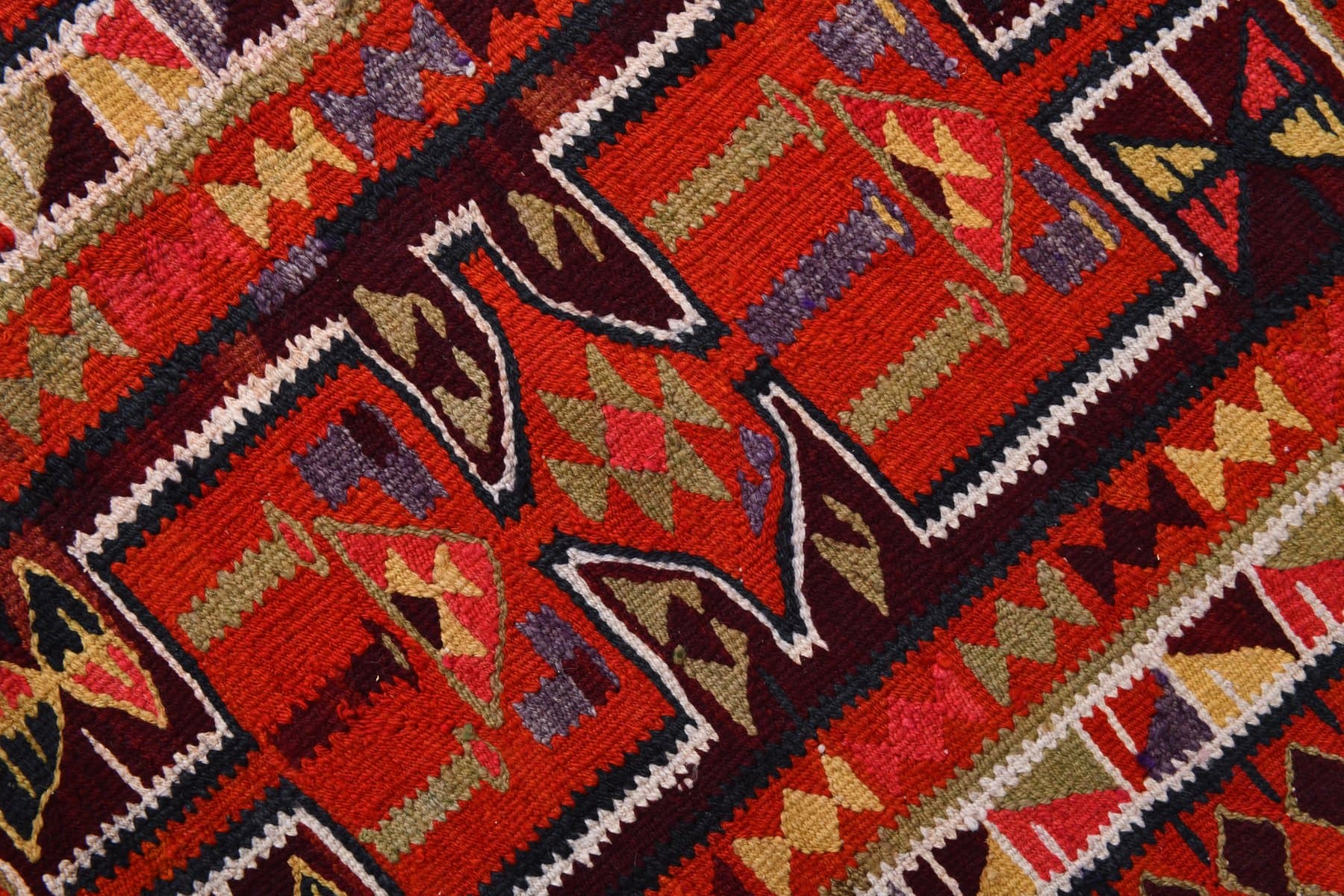 Chodnik kilim 275x96 cm, czerwony, wełna, Turcja, lata 60. - 214104
