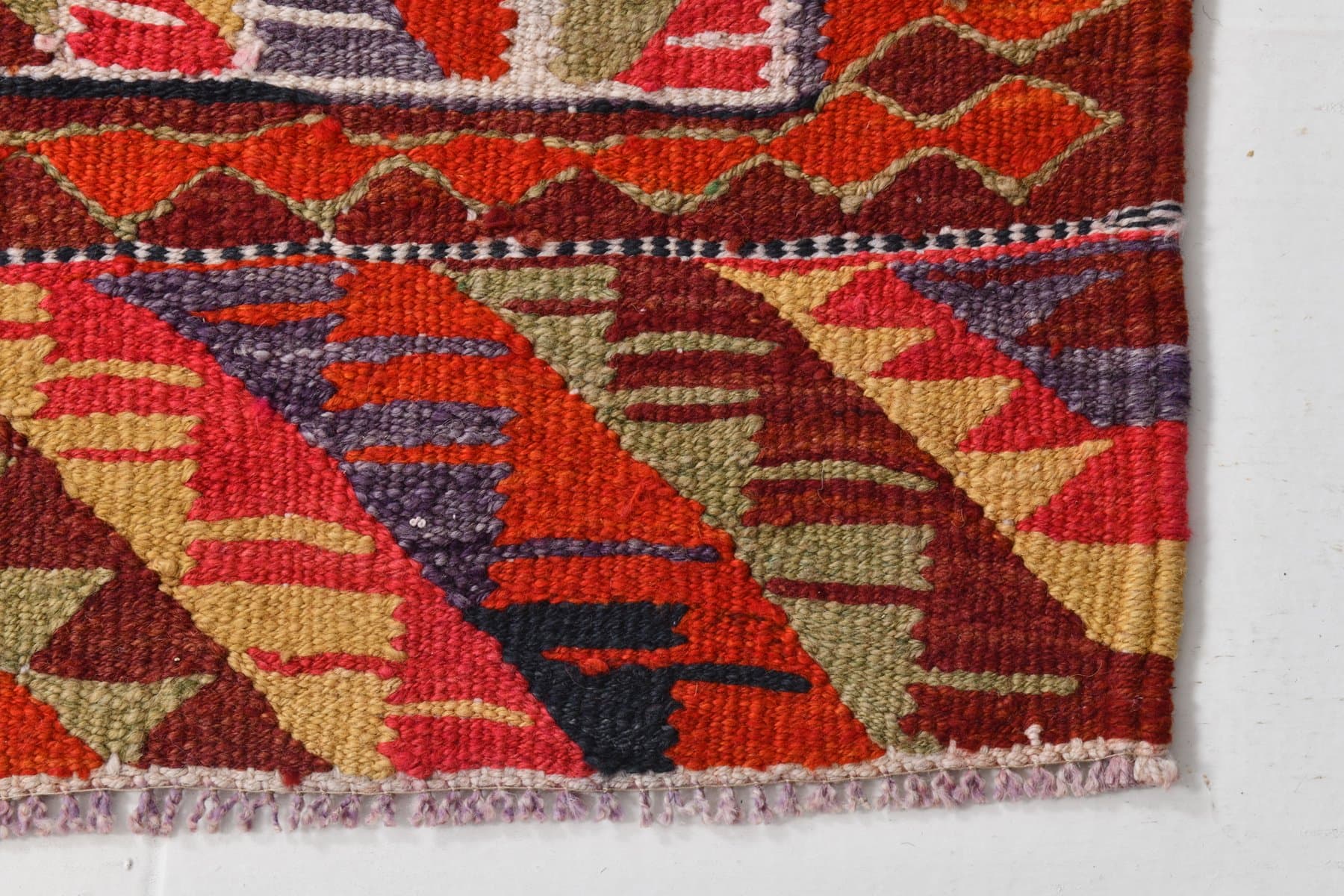 Chodnik kilim 275x96 cm, czerwony, wełna, Turcja, lata 60. - 214099
