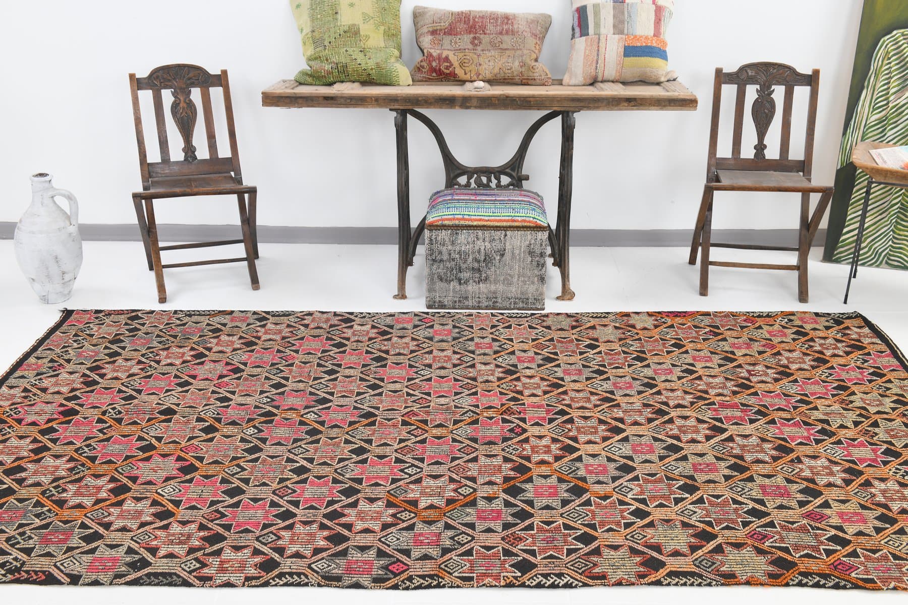 Kilim 155x303 cm, brown, wool, Turkey, 1960s. - 214000