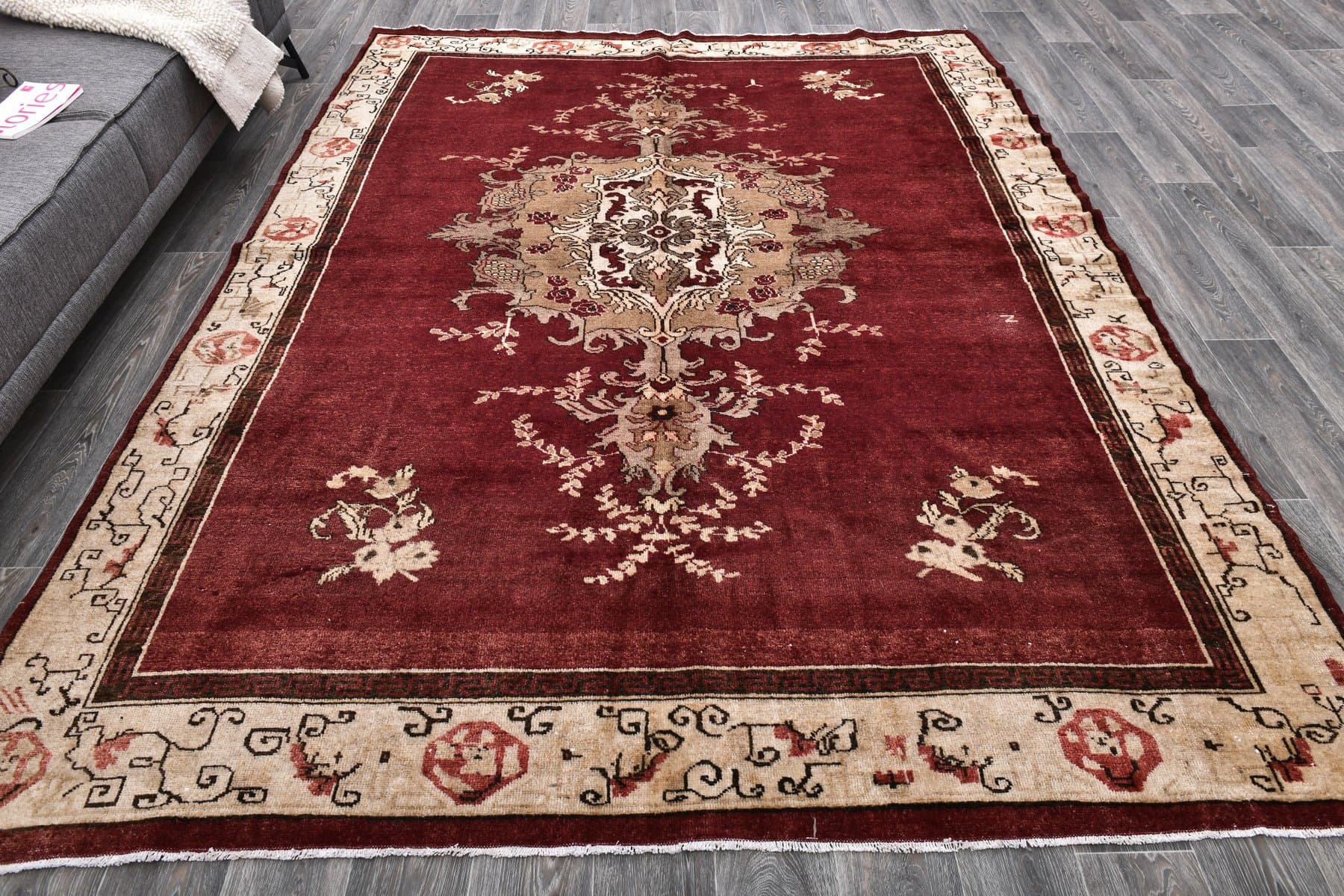 Rug 224x286 cm, red, wool, Turkey, 1970s. - 213929