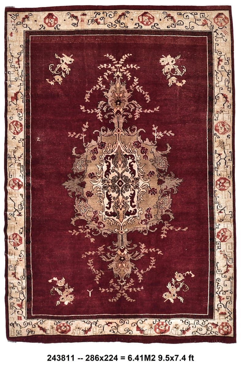 Rug 224x286 cm, red, wool, Turkey, 1970s. - 213926