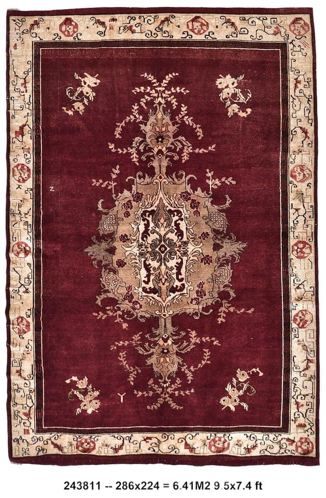 Rug 224x286 cm, red, wool, Turkey, 1970s. - DIMENSION