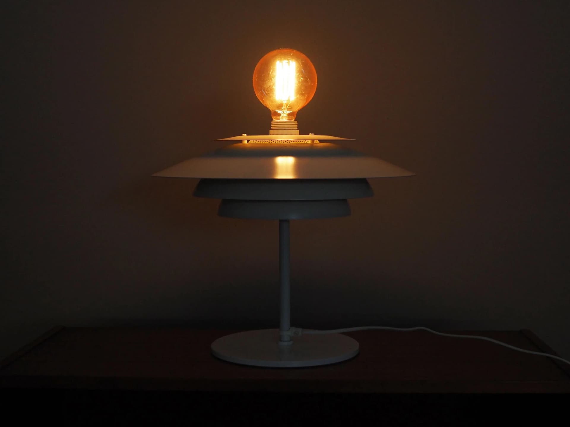 Desk Lamp, white metal, Denmark, 1970s - 15532