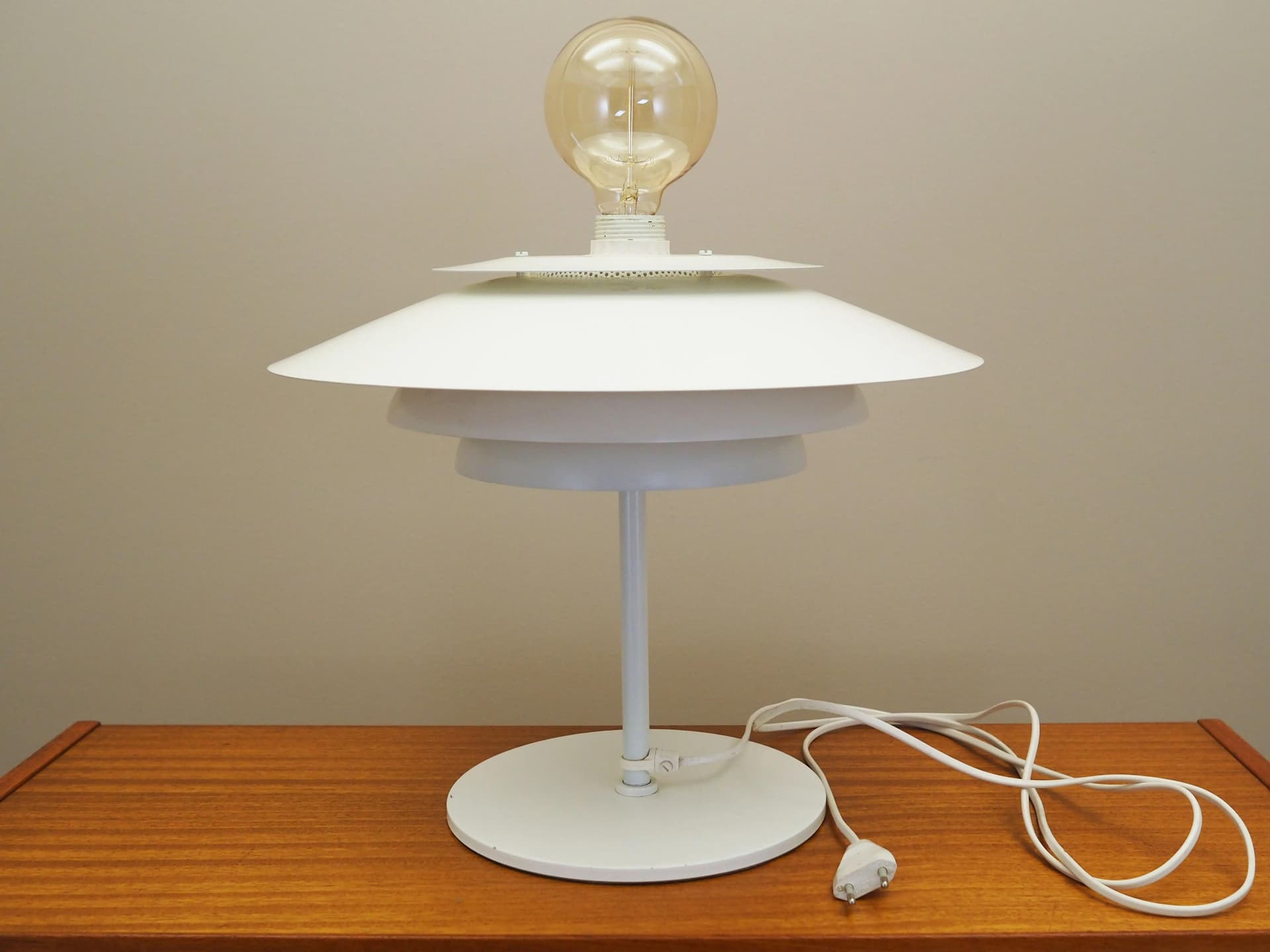Desk Lamp, white metal, Denmark, 1970s - 15528