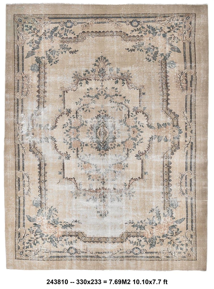 Rug 330x233 cm, beige, wool, Turkey, 1970s. - 213900