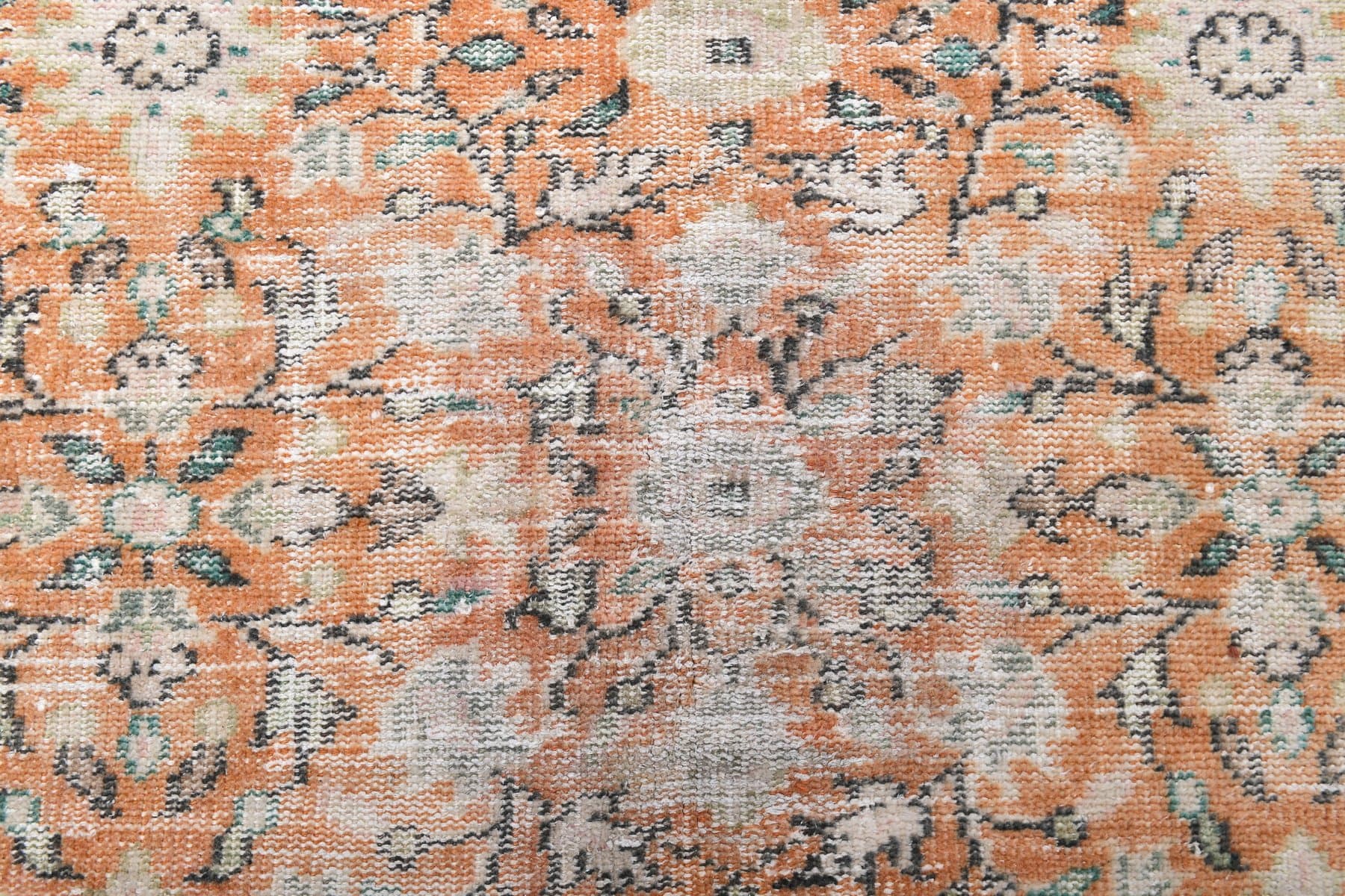 Dywan 131x219 cm, pomarańczowy, zielony, wełna, Turcja, lata 70. - 213892