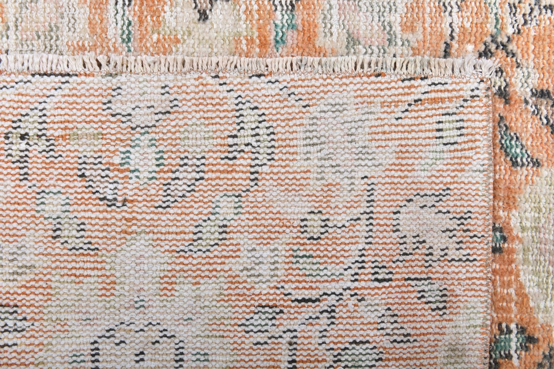 Dywan 131x219 cm, pomarańczowy, zielony, wełna, Turcja, lata 70. - 213888