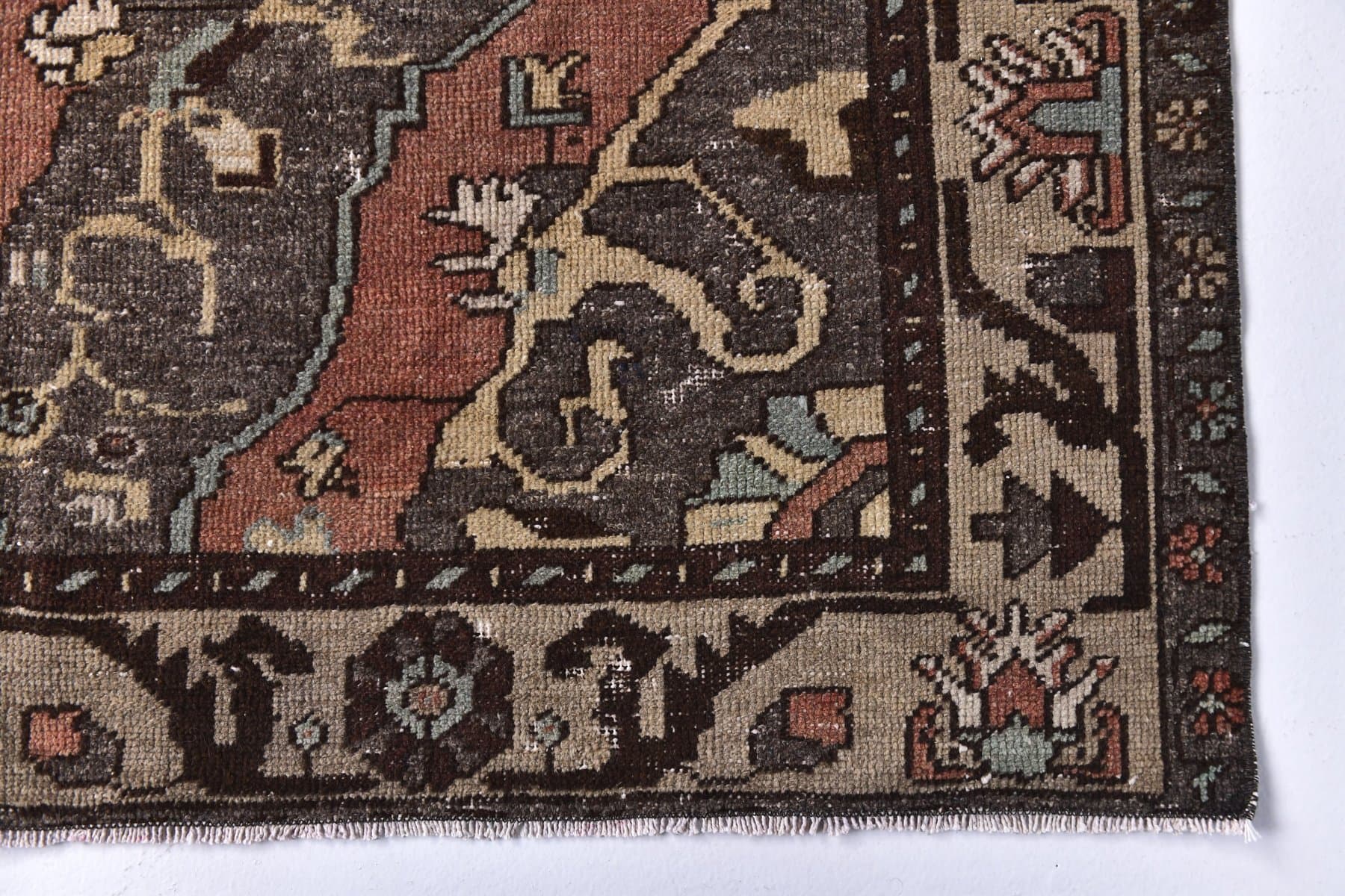 Rug 160x298 cm, red, beige, wool, Turkey, 1970s. - 213844