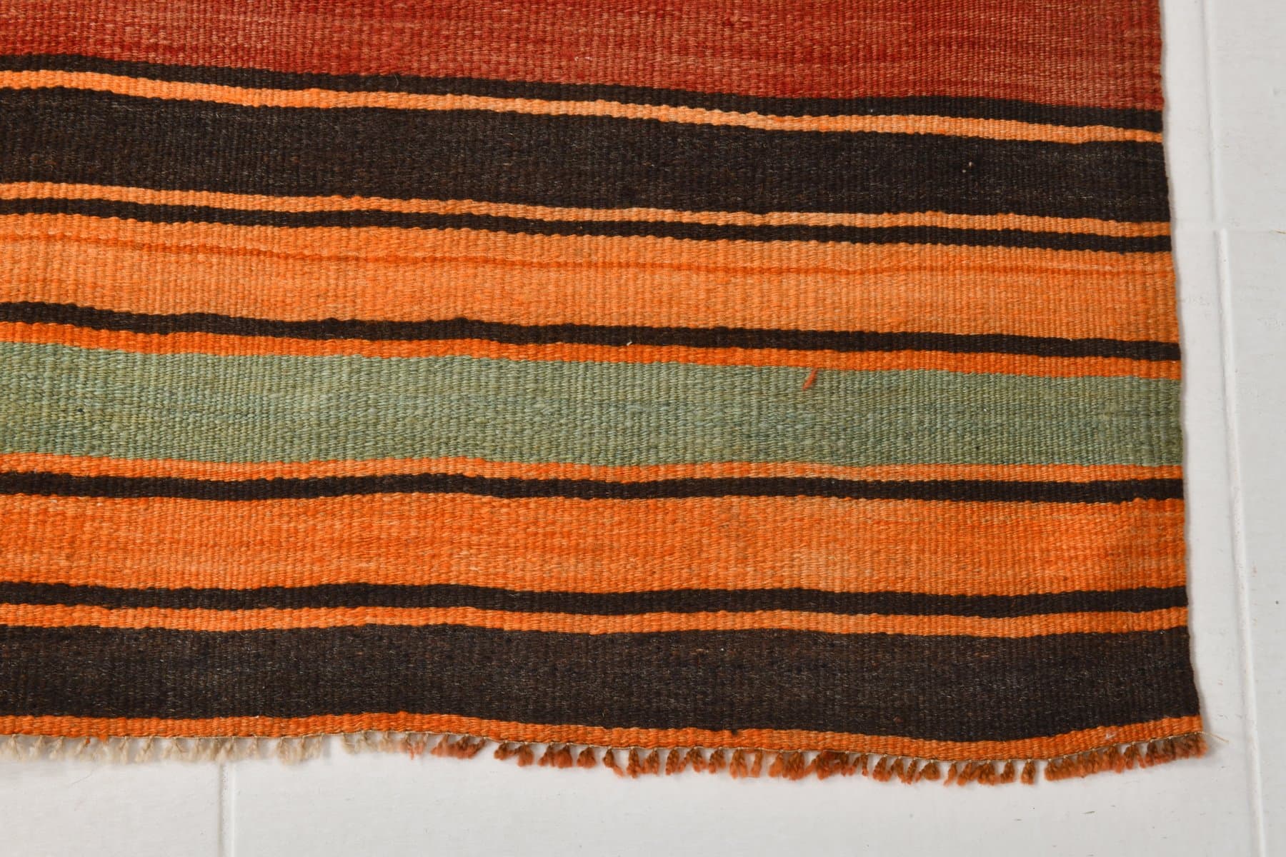 Kilim Runner 220x106 cm, brown, orange, wool, Turkey, 1960s. - 213807