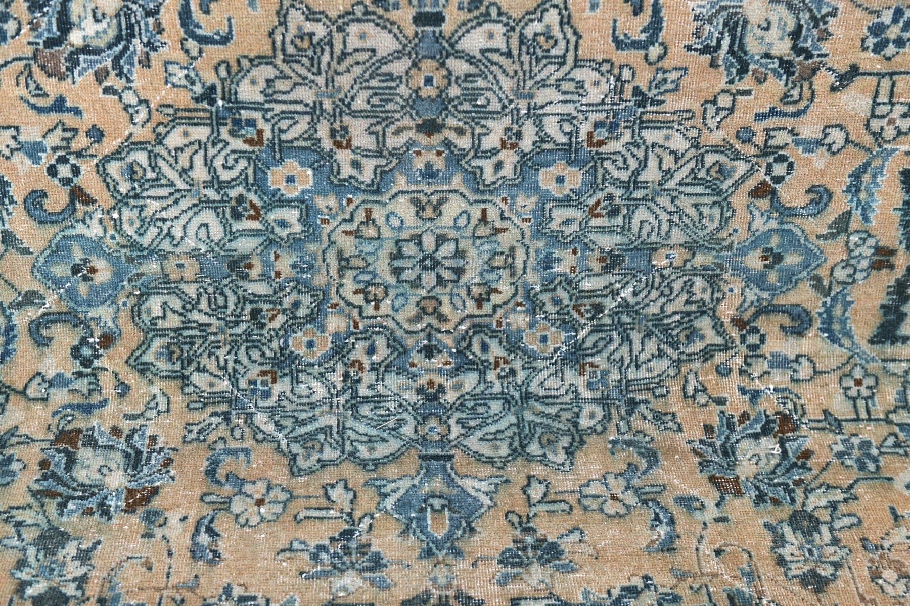 Rug 393x285 cm, beige, blue, wool, Turkey, 1960s - 213761