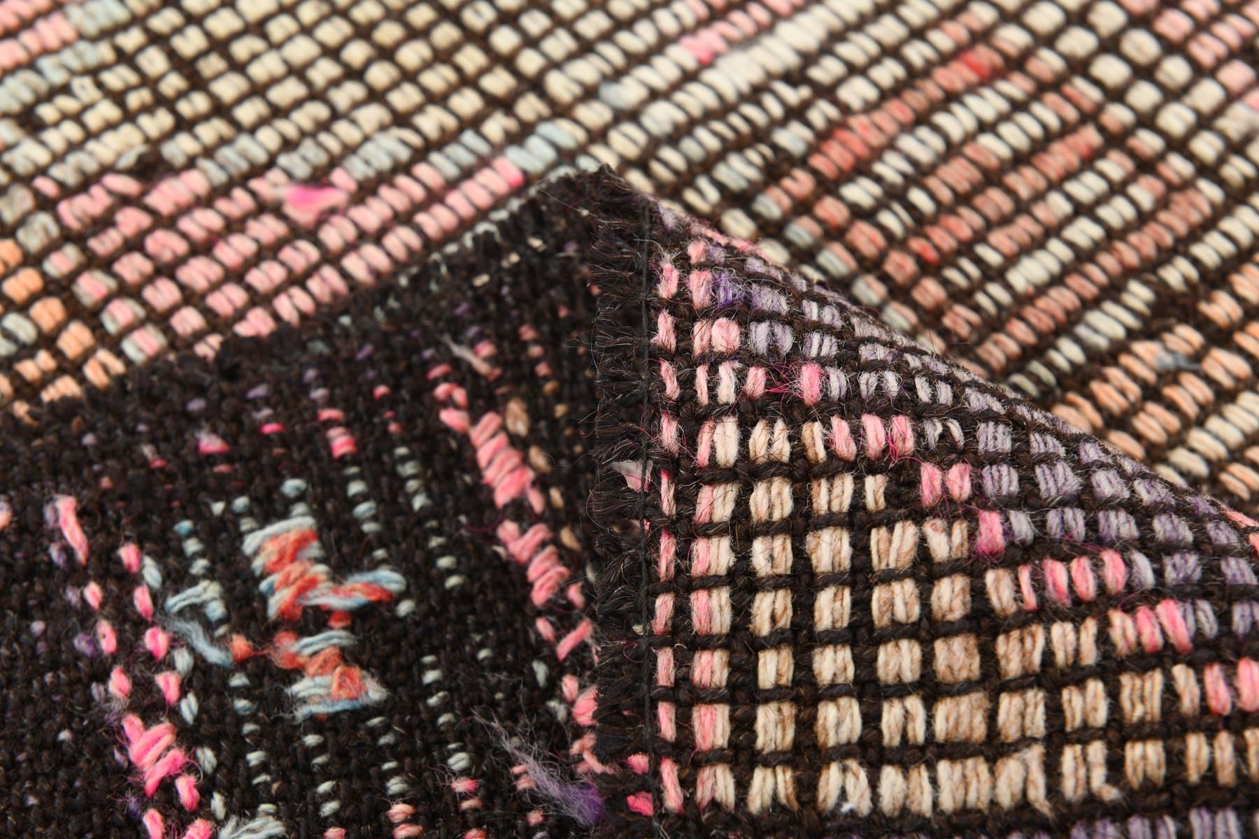 Kilim Rug 200x140 cm, brown, grey, wool, Turkey, 1960s - 213754