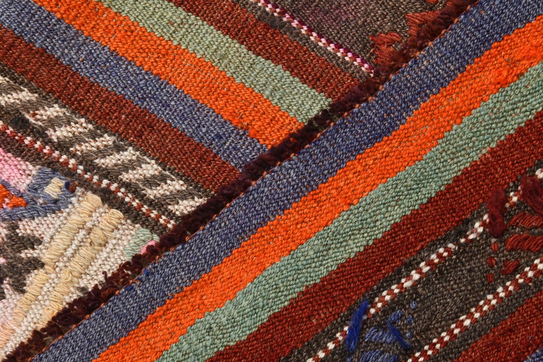 Kilim Rug 174x253 cm, orange, brown, wool, Turkey, 1970s. - 213743