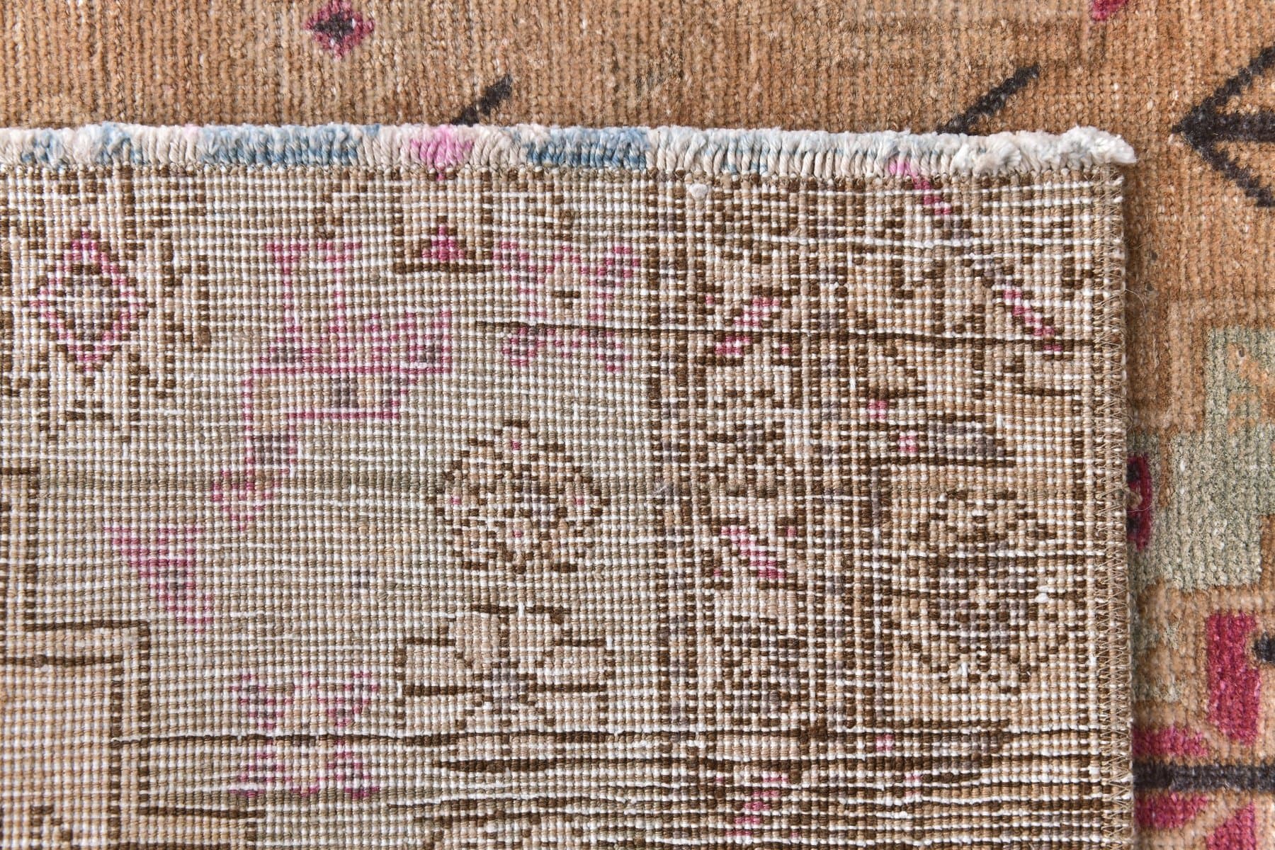 Runner Rug 98x360 cm, brown, wool, Turkey, 1960s. - 213729