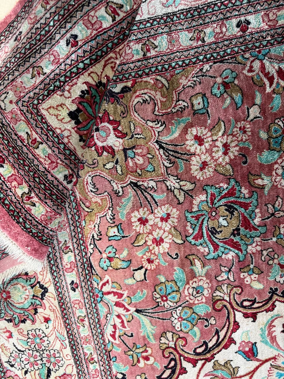 Dywan Ghoum, 320x205 cm, jedwab multikolor, Iran - 213652