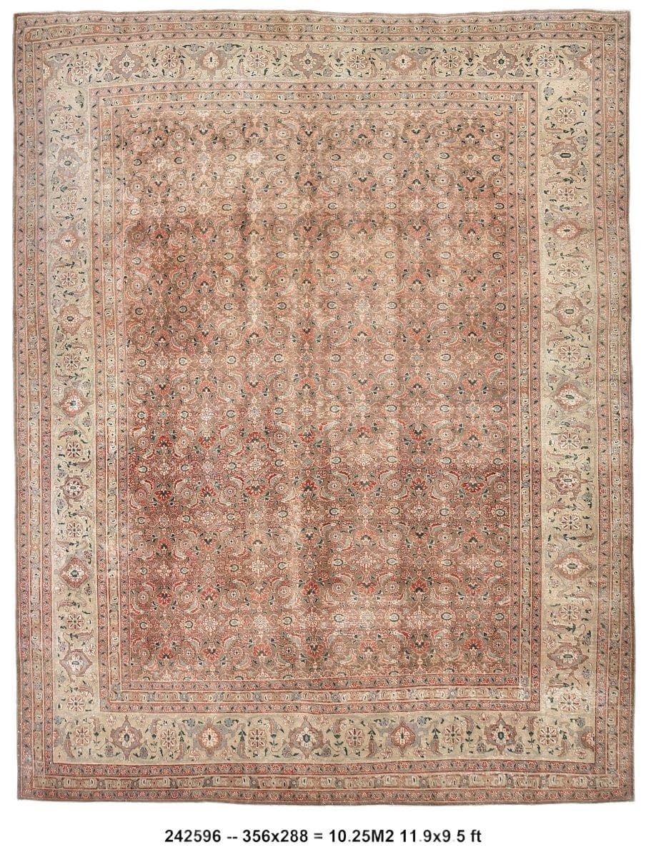 Dywan 288x356 cm, brązowy, wełna, Turcja, lata 60.