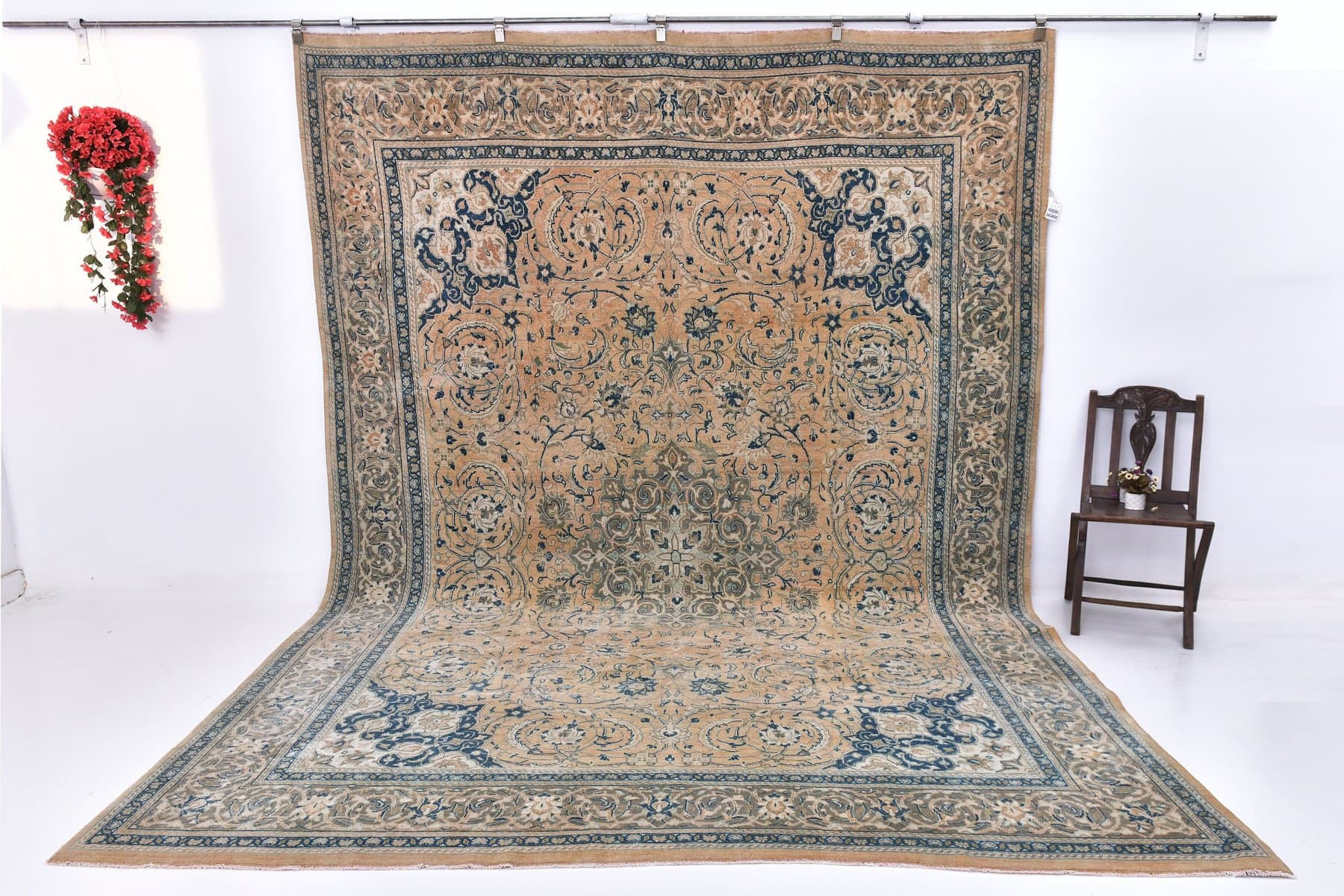 Rug 384x282 cm, orange, wool, Turkey, 1960s - 213683