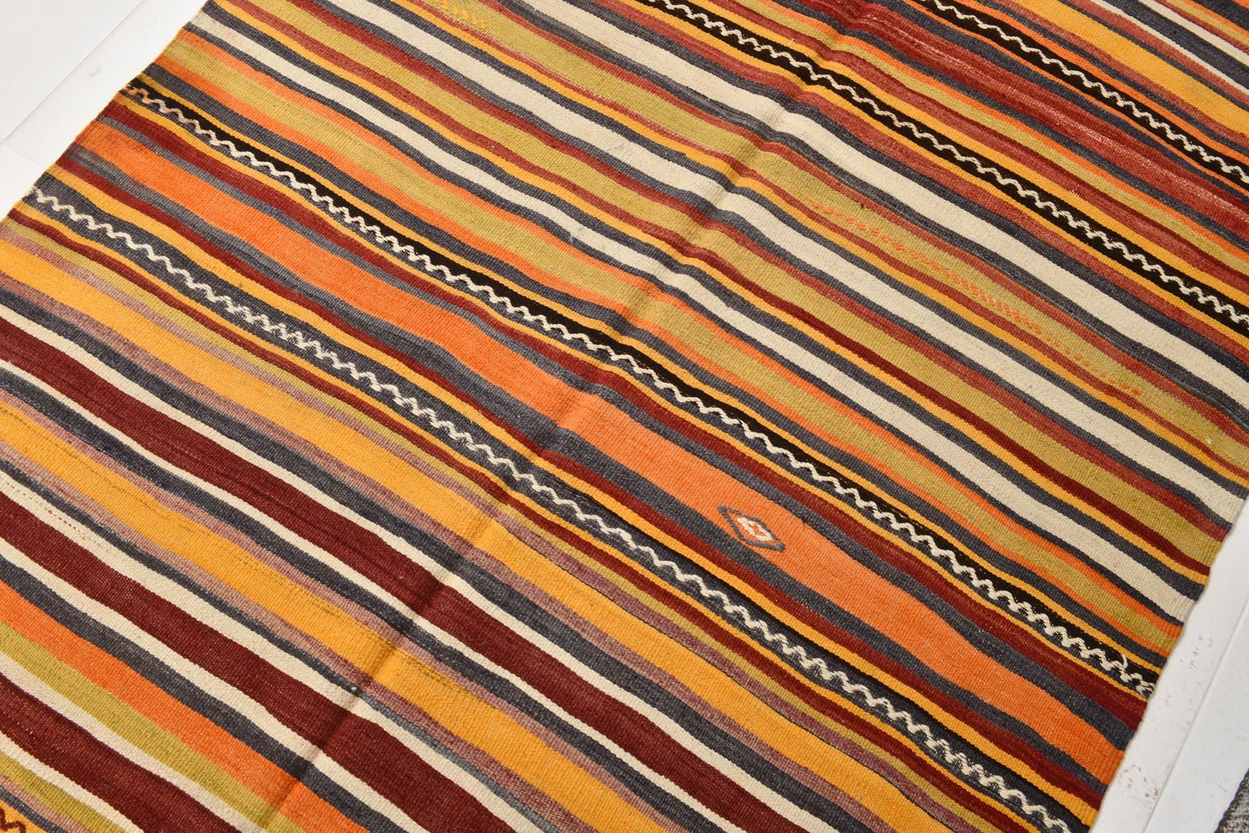 Kilim Rug 149x402 cm, brown, wool, Turkey, 1960s - 213676