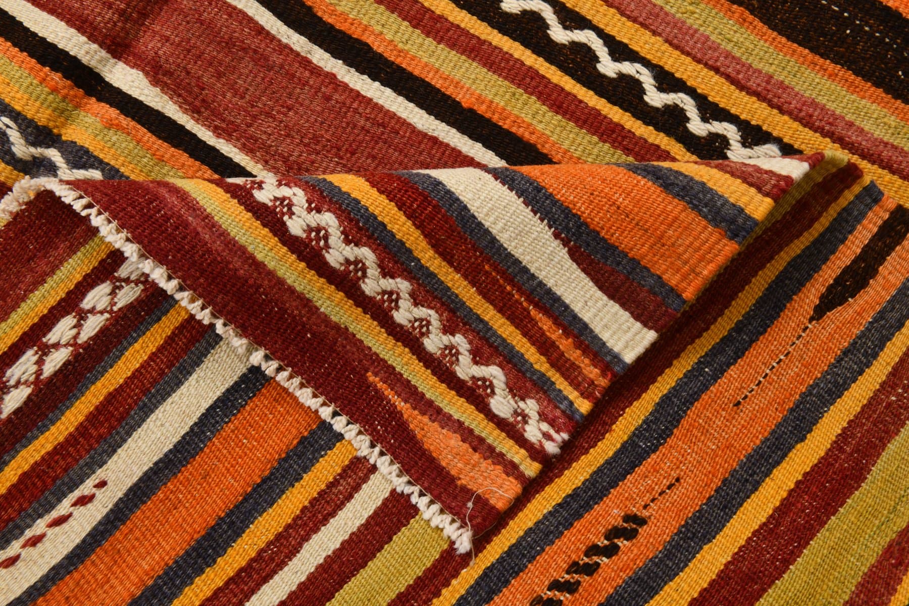 Kilim Rug 149x402 cm, brown, wool, Turkey, 1960s - 213675