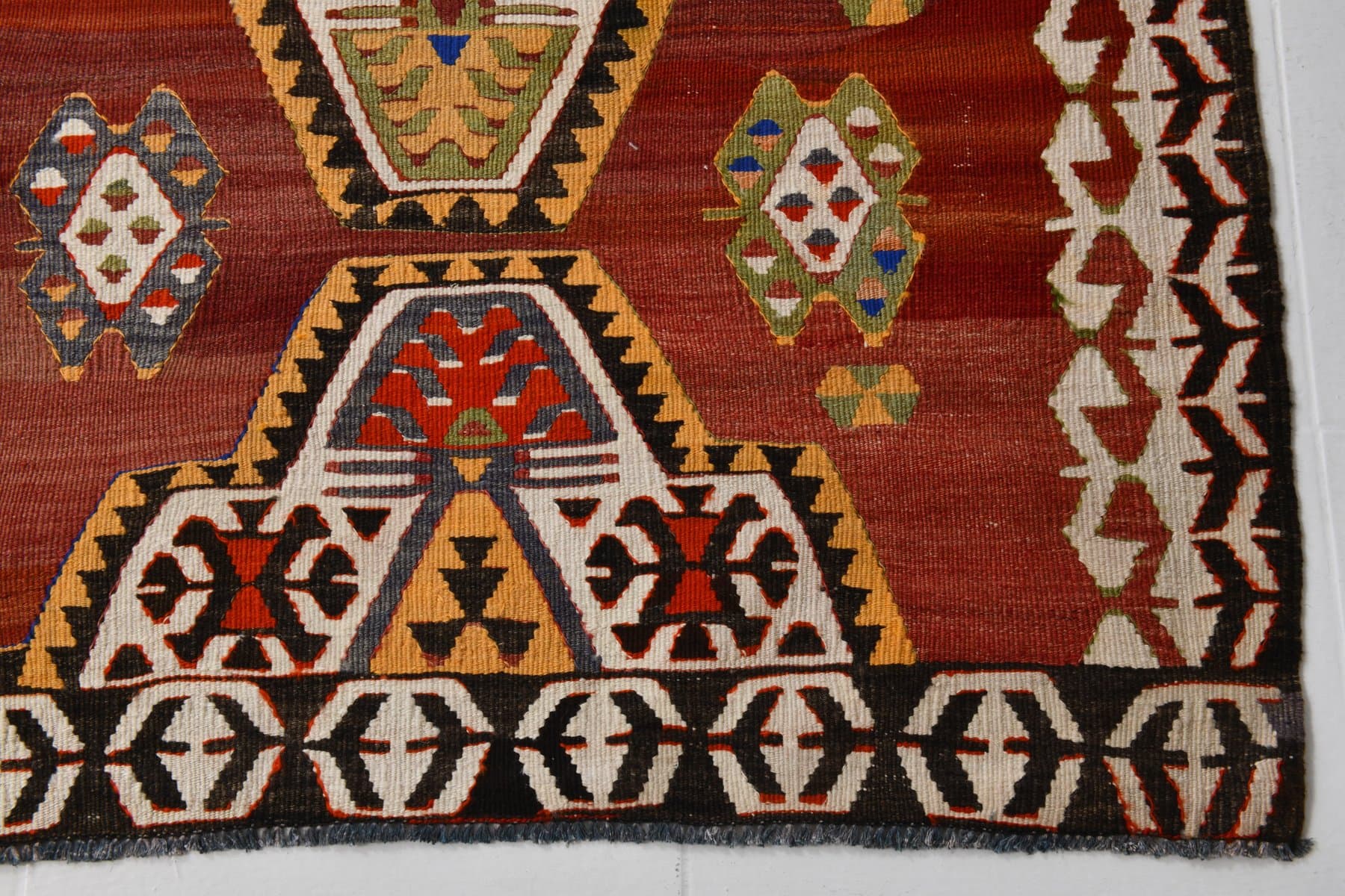Kilim Rug 178x319 cm, red, beige, wool, Turkey, 1960s - 213665