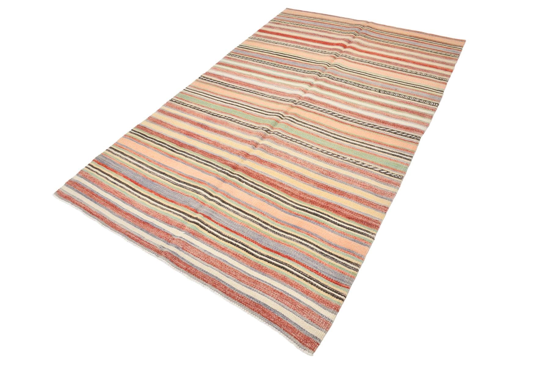 Kilim 151x246 cm, pomarańczowy, wełna, Turcja, lata 60.