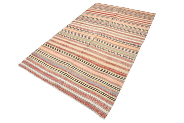 Kilim 151x246 cm, pomarańczowy, wełna, Turcja, lata 60. - WYMIARY