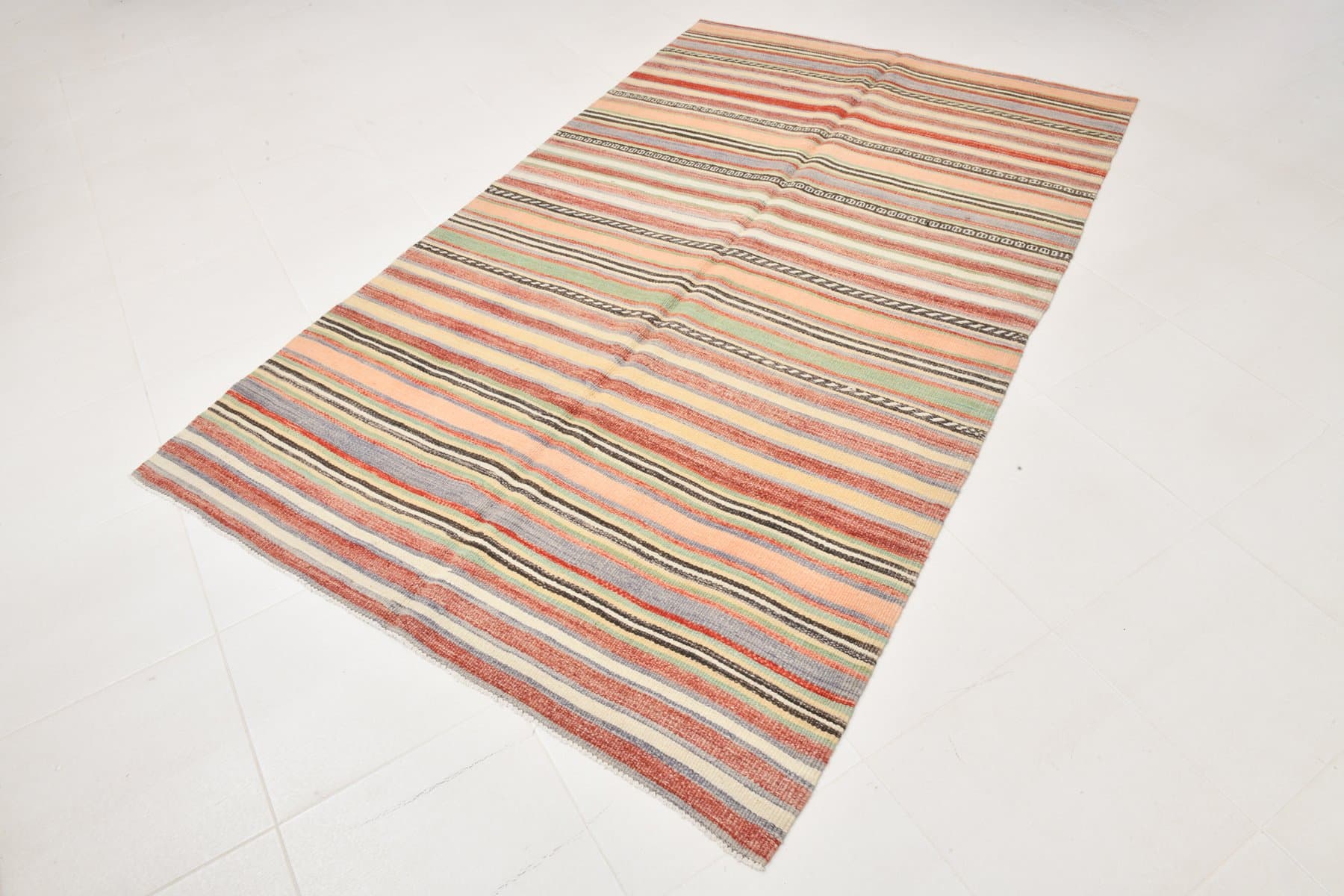 Kilim 151x246 cm, pomarańczowy, wełna, Turcja, lata 60. - 214440