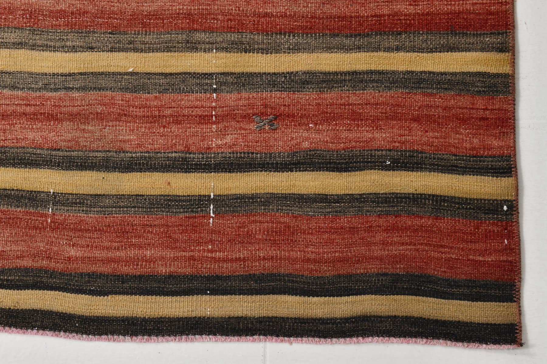 Chodnik kilim 301x88 cm, czerwony, brązowy, wełna, lata 60. - 214412