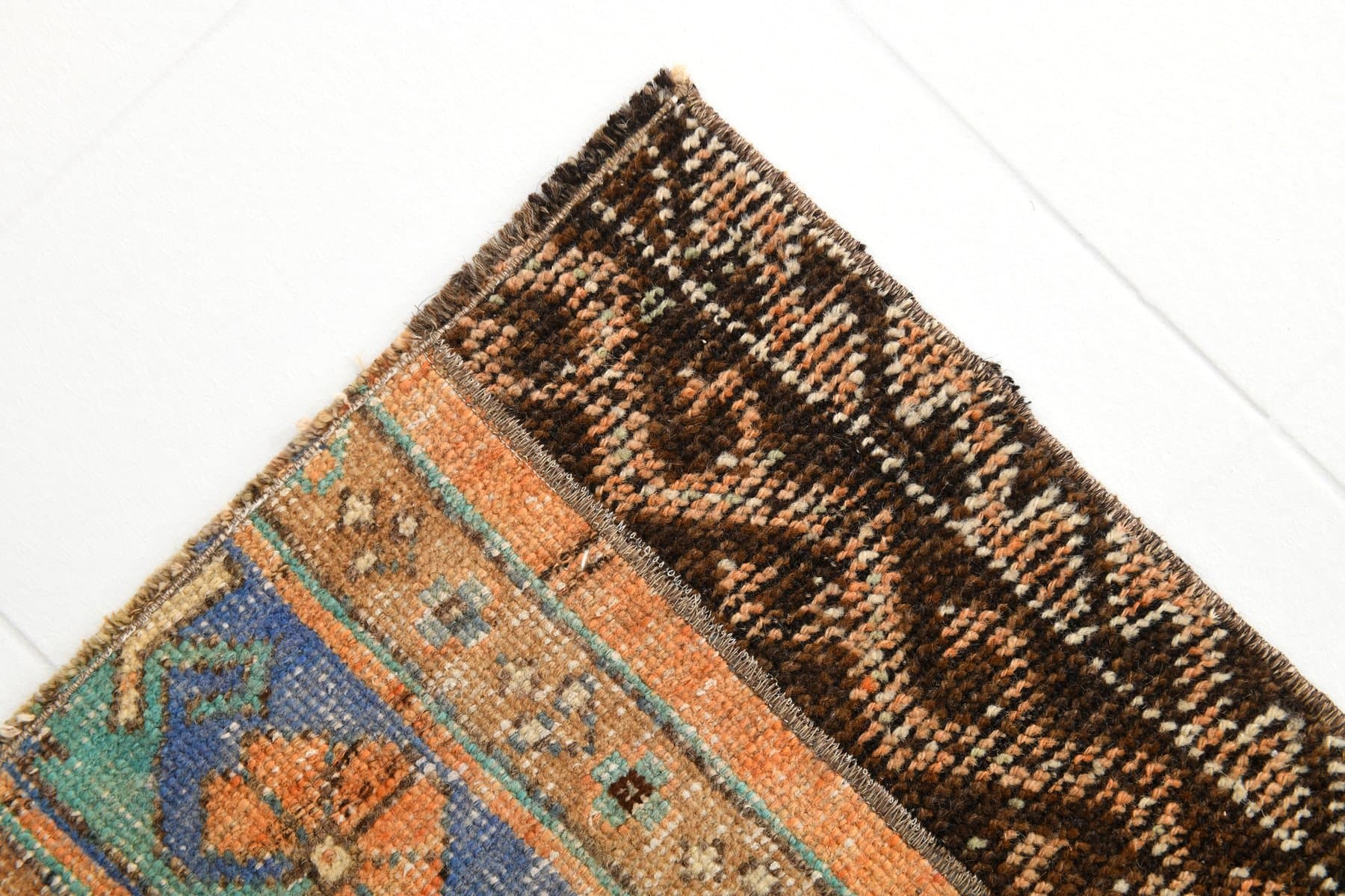 Rug 96x60 cm, brown, wool, 1960s - 214392