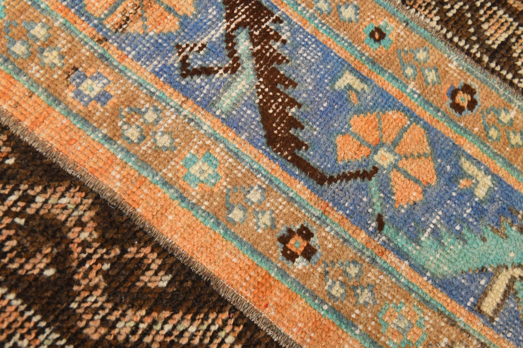 Rug 96x60 cm, brown, wool, 1960s - 214388