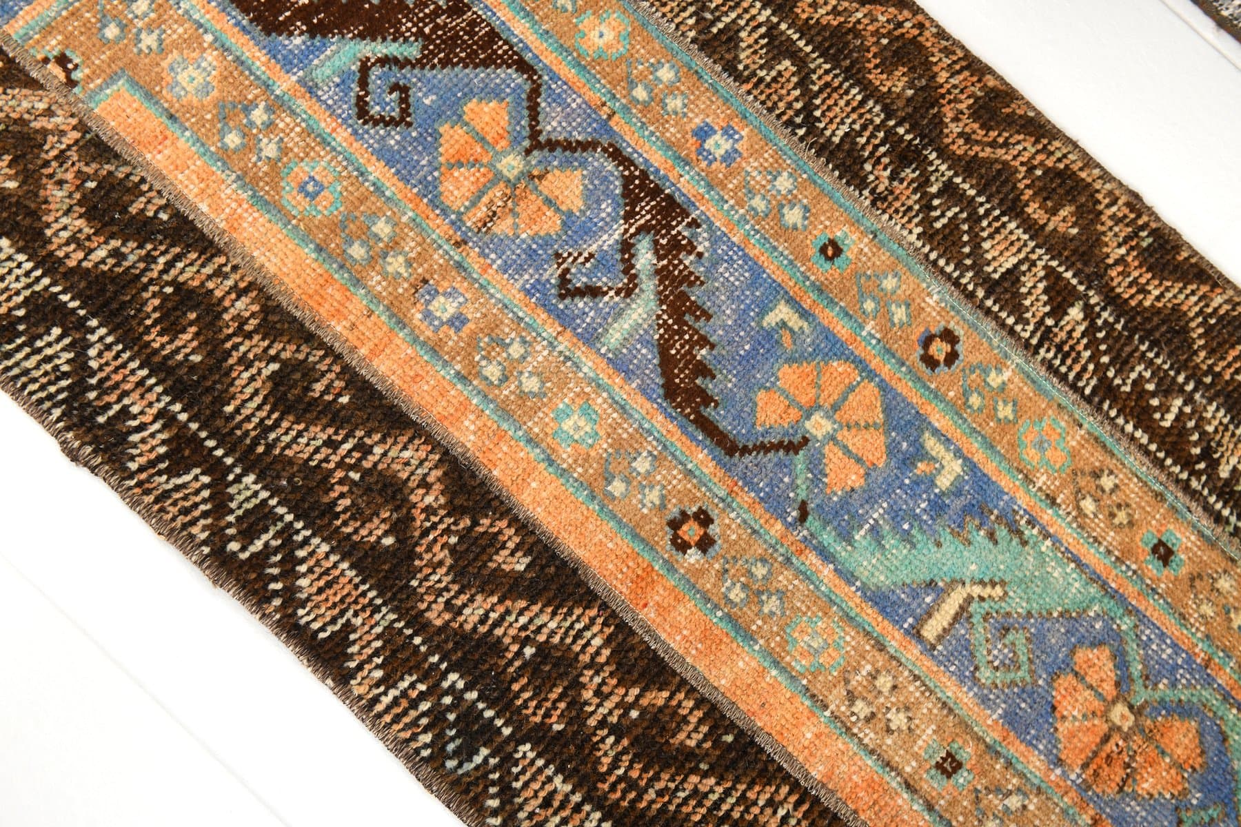 Rug 96x60 cm, brown, wool, 1960s - 214387