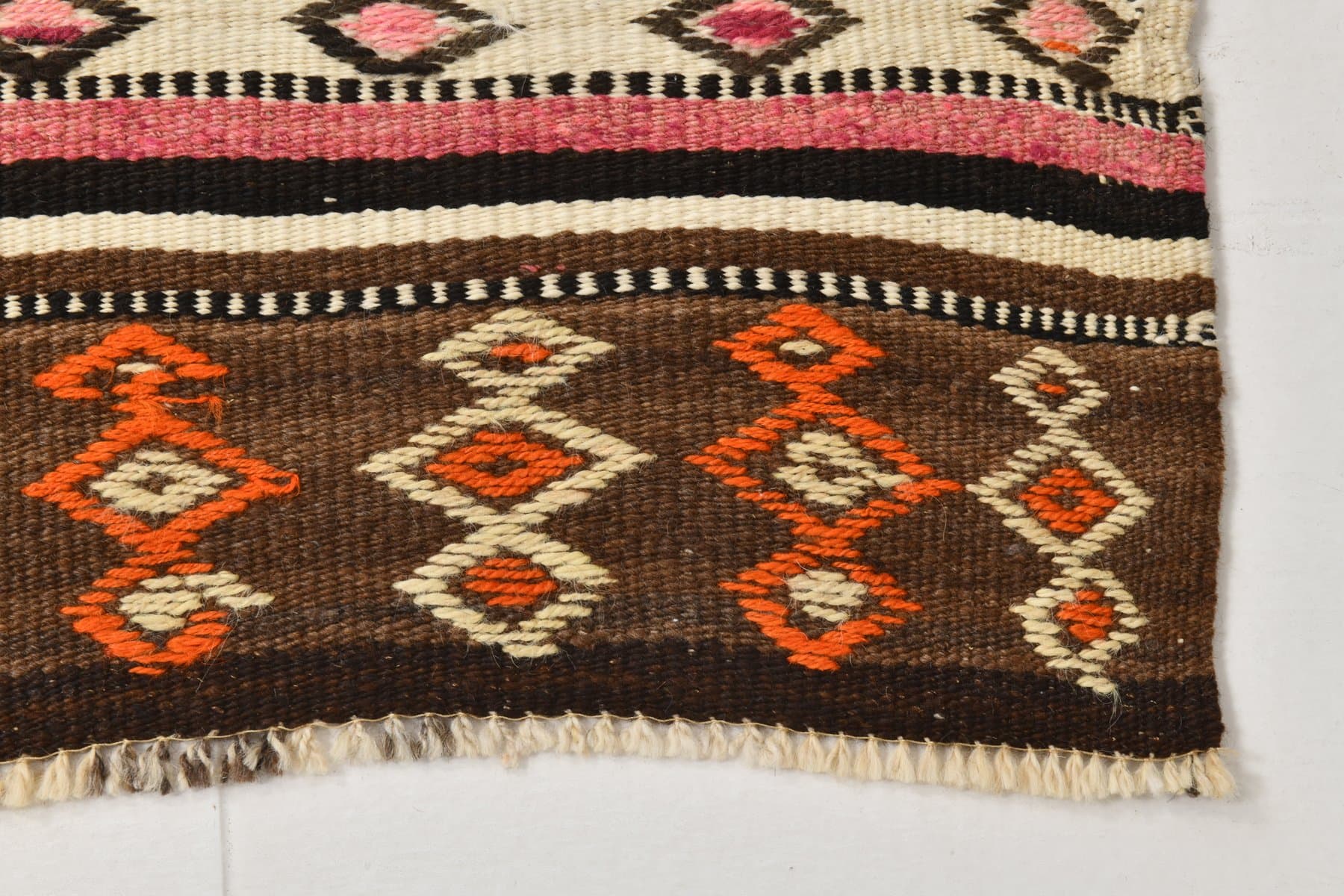 Kilim 66x262 cm, brown, wool, 1970s - 214379